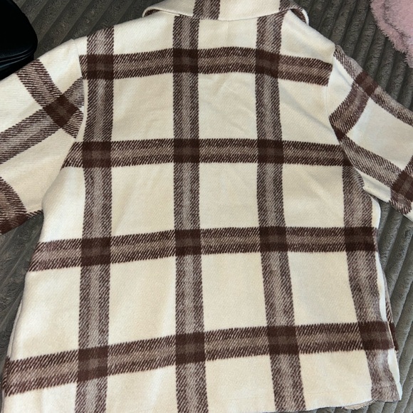 MELLODAY Cream and Brown Plaid Shacket - Picture 4 of 4